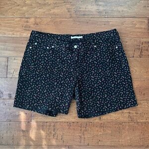 Levi's Black Floral-Print Jean Shorts Mid-Length Rosebud Size 20W